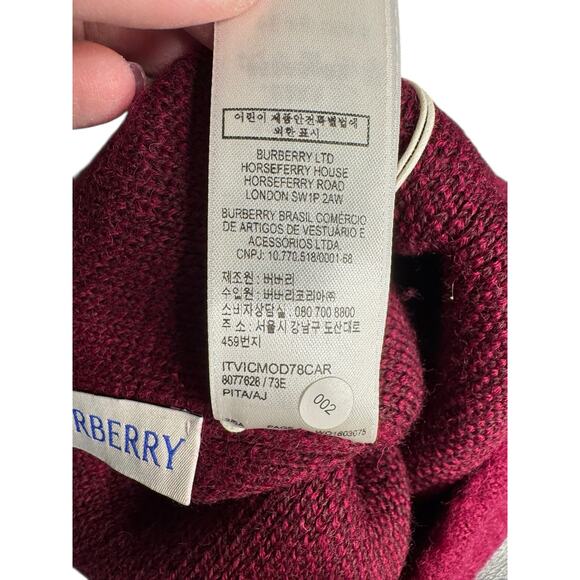 Burberry NWT Intarsia-Knit Logo Argyle Checked Beanie in Plum - Picture 10 of 10